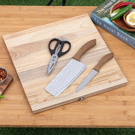 몽크로스 프리미엄 캠핑 칼 & 캄포 원목도마 세트 #2