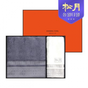 송월 격자 바스타올 + 세면타올 2P 선물세트