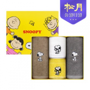 송월 타올 스누피 리버40 타올 + 스누피 왕리본36 타올 4P 세트(세면타올 2 + 핸드타올 2)