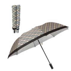 체크 패턴 실버 2단 우산
