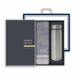 송월 프리미엄 텀블러 세트(격자 40 타올 1매 + 스마트 텀블러 500ml 1개)