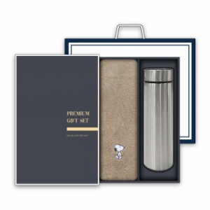송월 프리미엄 텀블러 세트(스누피 리버 40 타올 1매 + 스마트 텀블러 500ml 1개)