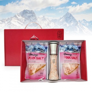 소금명가 스텐 그라인더 포함 핑크 굵은소금 3P 세트