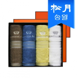 송월 CM 뱀부 블럭 40 155g 뱀부얀 수건 4매 선물세트(오렌지) + 오렌지 쇼핑백