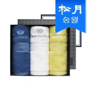 송월 CM 뱀부 블럭 40 155g 뱀부얀 수건 3매 선물세트(블랙박스) + CM 쇼핑백