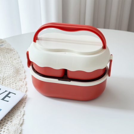 크림 2단 런치박스 도시락통 2단 도시락 피크닉 #3