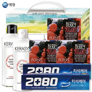 애경 프리미엄세트 6호 (케라시스 샴푸 180ml+케라시스 린스 180ml+포인트 비누 3p+2080 치약*2p+전용케이스)