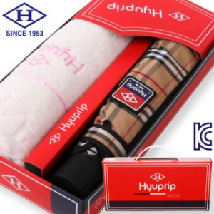 협립 3단 선염체크 완전 자동우산 + 눈꽃 타올세트