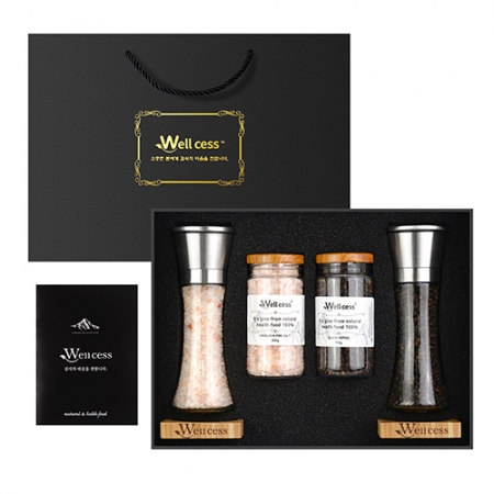 웰세스 WG-244SW 핑크소금 블랙페퍼 그라인더 선물세트[핑크솔트 굵은입자 240G, 300G 블랙페퍼 110G, 150G] #2