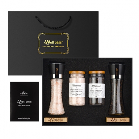 웰세스 WG-244W 핑크소금 블랙페퍼 그라인더 선물세트[핑크솔트 굵은입자 240G, 300G 블랙페퍼 110G, 150G] #2