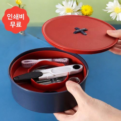 베이직 버튼 반짇고리 6종 세트 (레드) 휴대용 바느질 세트