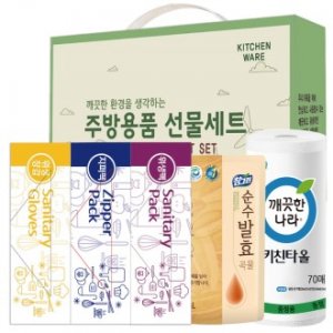 프리미엄 주방용품 위생장갑, 지퍼백, 위생팩.참그린 곡물리필, 키친타올 5종 세트 1호