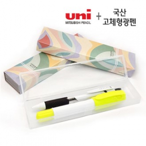 제트스트림 볼펜 (0.5mm) +빅백색고체형광펜 2P 세트