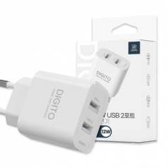 디지토 12W USB 2포트 가정용 고속충전기 5V 2.4A 분리형
