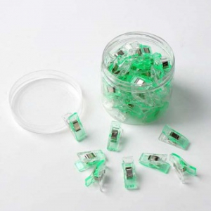 튼튼한 심플 미니 사무용 클립 50p 세트 반투명 칼라집게 (그린+화이트)