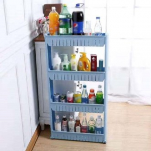 베이직 공간활용 4단 이동식 틈새선반 (블루) 물건정리트레이