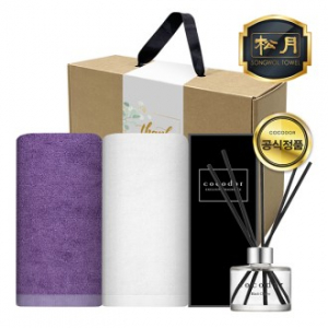 송월 프리미엄 디퓨저 3조 세트(뱀부 100% 타올 180G 2매 + 코코도르 디큐저 200ml 1개)