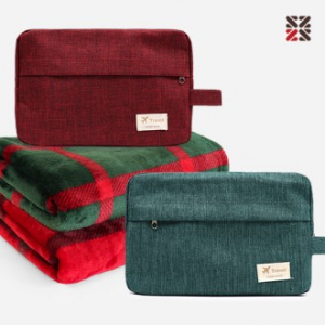 투톤체크극세사담요 + 파우치세트