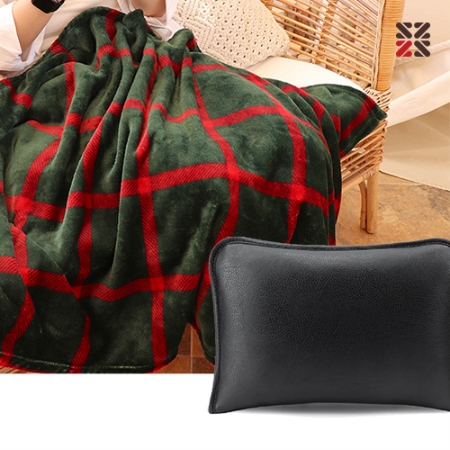 투톤체크극세사담요 + 가죽커버세트 #2