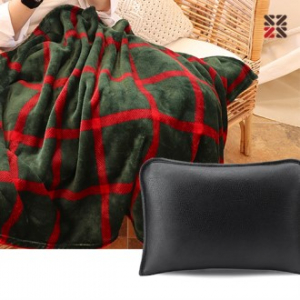 투톤체크극세사담요 + 가죽커버세트