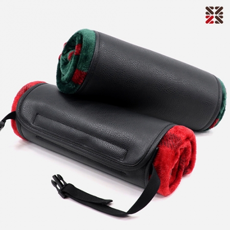 투톤체크극세사담요 + 가죽롤커버세트 #2