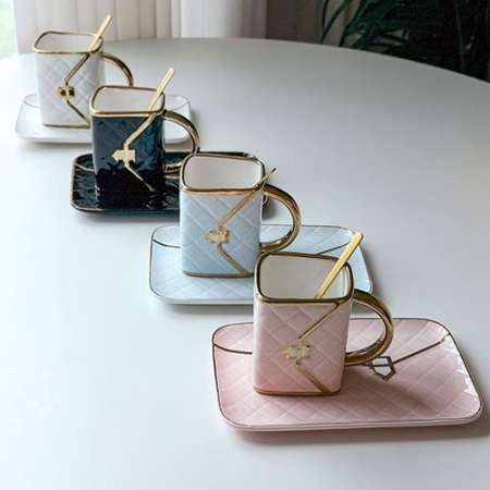 핸드백 머그컵+찻잔+티스푼 세트 310ml #2