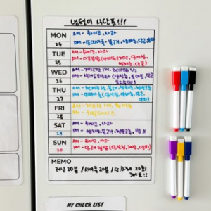 자석으로 붙이는 메모보드 3장 + 마카 6종 + 지우개 1개