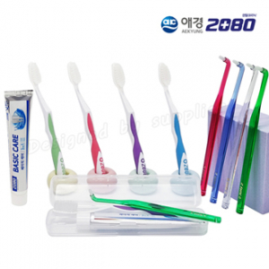 어금니칫솔+애경 2080 미세모+2080 치약 / 교정 치과용 칫솔 치약 세트