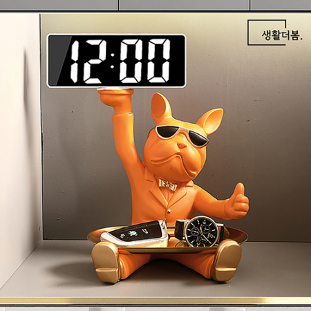 생활더봄 불독 인테리어 장식 트레이 LED 시계 차키보관함 4 color #5