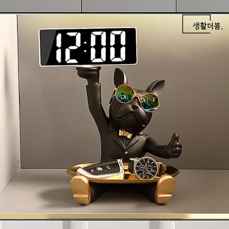 생활더봄 불독 인테리어 장식 트레이 LED 시계 차키보관함 4 color #3