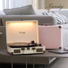 인사이디 휴대용 무선 블루투스 LP 플레이어 LED 턴테이블 스피커 IBT-Retro Light