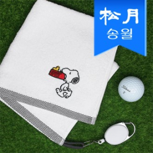 블럭블랙 골프타올, 골프수건, 릴 골프공 타올 (스누피 블록 블랙) 34x34cm
