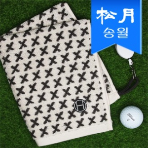 엑스 골프 미니타올, 골프수건, 릴 골프공타올 엑스 고리 34x42cm