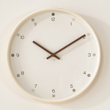 크림베이지 우드, 골드메탈 벽시계 (300파이) #2