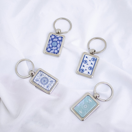 아름누리 도자기무늬 사각열쇠고리키링 #2