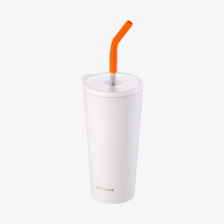 락앤락 데일리 스트로우 컵 텀블러 550ml 실리콘 커버 스텐 빨대 화이트 #2