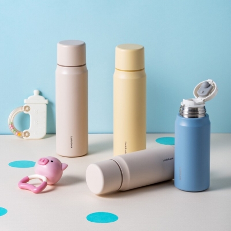 리틀럽 마망 분유 스텐보온병 355ml 원터치캡형 베이지, 블루 #2