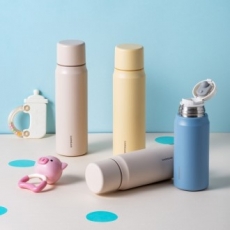 리틀럽 마망 분유 스텐보온병 355ml 원터치캡형 베이지, 블루