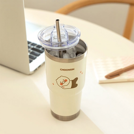 캐릭터 이중진공 텀블러 베이지 #3