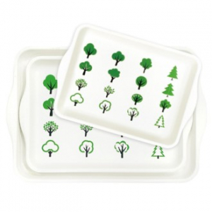 무광멜라민 핸들링쟁반 수목 3P