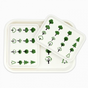 무광멜라민 사각쟁반 수목 3P