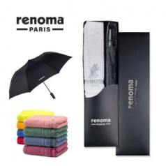 renoma 2단자동 솔리드+특대자수 우산타올 세트