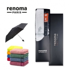 renoma 3단수동 로고플레이+특대 자수 우산타올 세트