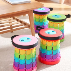 아코디언 의자 캠핑의자 원형 접이식 의자(높이조절 가능)