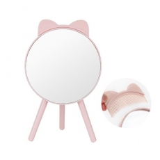 고양이 빗거울, 탁상 화장대 빗 거울 접이식 화장 사무실 책상 탁상용 미니 테이블 고양이 여행용