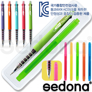 세도나 피코 니들 3색 볼펜 + 스타 사각 형광펜 // KC인증