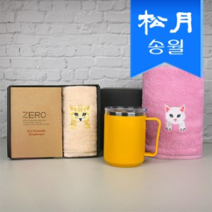 송월 스페셜 기프트세트( 야옹 프렌즈 타올1p + 로하스 머그컵1p)