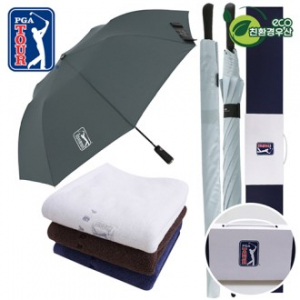 PGA 그린 2단 자동우산 + 70 자동 장우산 + 150g 면사타올 세트