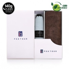 PGA 친환경그린 3단 수동 경량 스키니 우산 + 150g 면사 타올세트