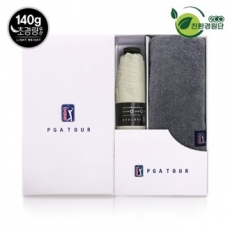 PGA 친환경그린 3단 수동 경량 스키니 우산 + 260g 코마사 타올세트